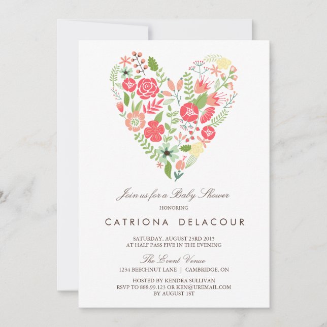 COLORFUL SPRING FLOWERS BABY SHOWER INVITATION (Front)