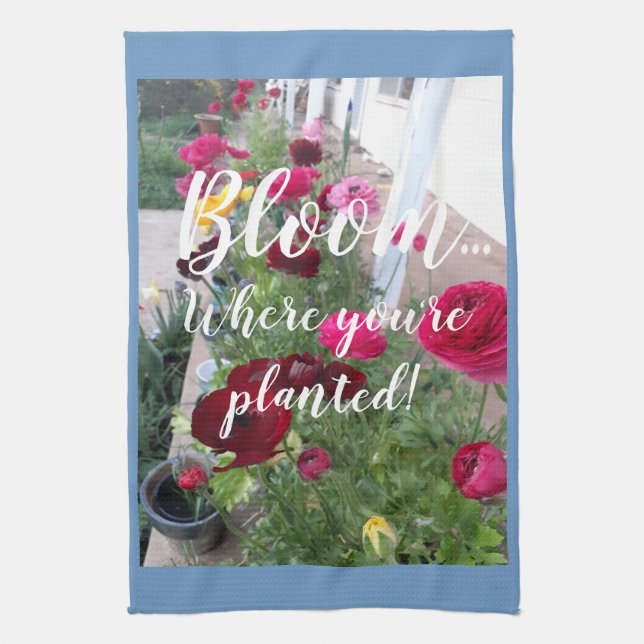 Colorful Spring Flowers Bloom gift Tea Towel (Vertical)