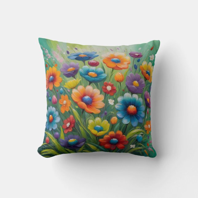 Colorful spring flowers cushion (Front)