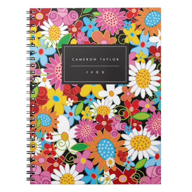 Colorful Spring Flowers Garden Custom Notebook (Front)