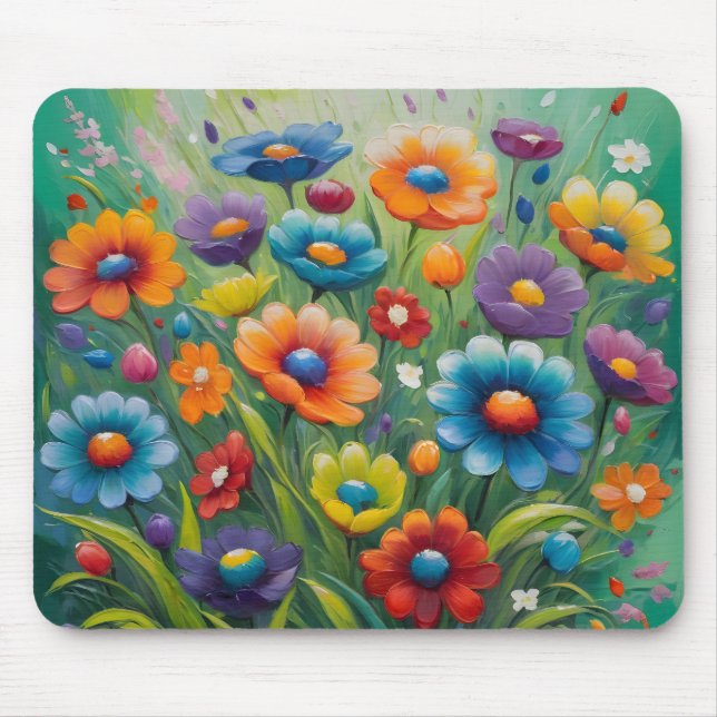 Colorful spring flowers mouse mat (Front)