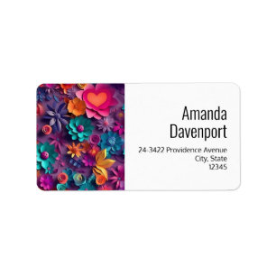 Colorful Spring Flowers Pattern Address Label
