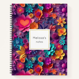 Colorful Spring Flowers Pattern Notebook