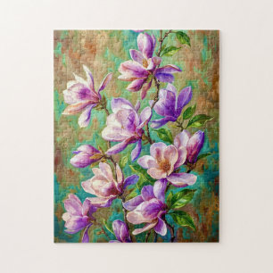 Colorful Spring Magnolia I A Textured Oil Impasto Jigsaw Puzzle