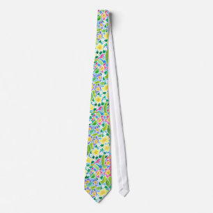 Colorful Spring Primroses Necktie