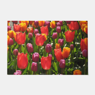 Colorful spring tulips beauty doormat