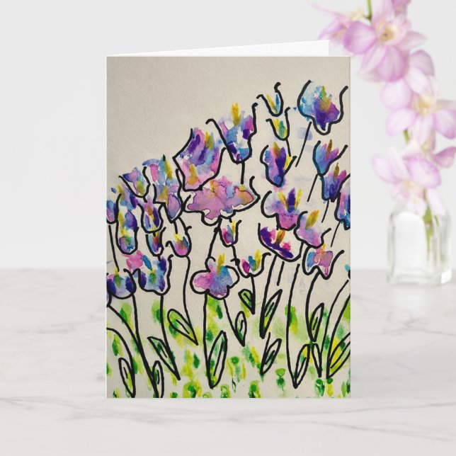 Colorful Spring Tulips Greeting Card (Orchid)