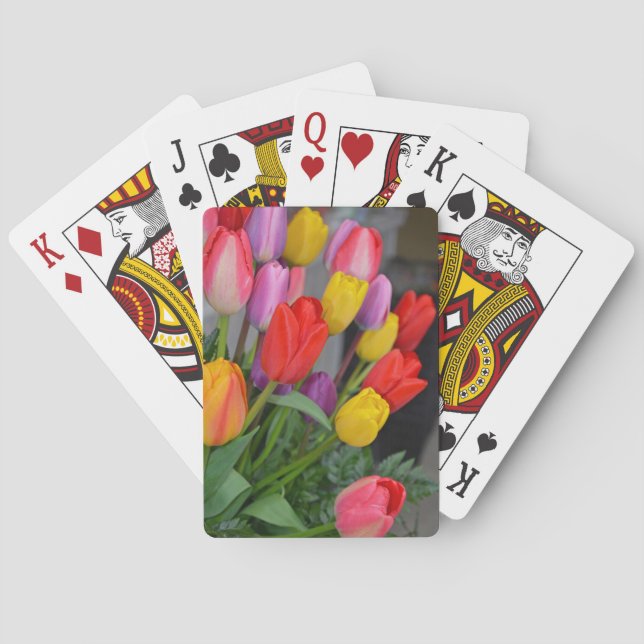 Colorful spring tulips playing cards (Back)