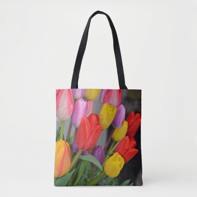 Colorful spring tulips tote bag (Front)