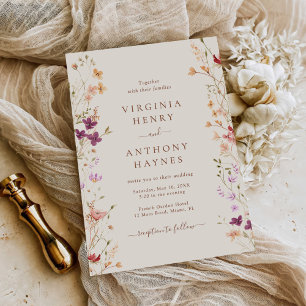 Colorful Spring Wildflower Meadow Garden Wedding Invitation