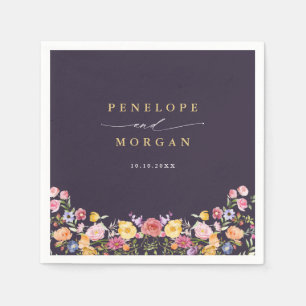Colorful Spring Wildflower Meadow Garden Wedding  Napkin
