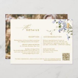Colorful Spring Wildflower Meadow Gold Wedding  Enclosure Card
