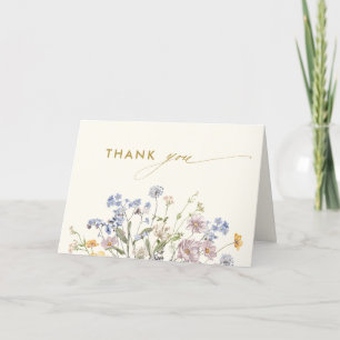 Colorful Spring Wildflower Meadow Gold Wedding Thank You Card