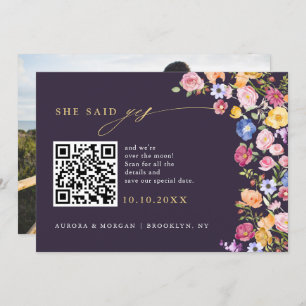 Colorful Spring Wildflower Meadow Photo QR code    Save The Date