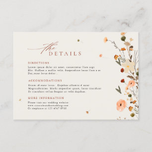 Colorful Spring Wildflower Meadow  Wedding Details Enclosure Card