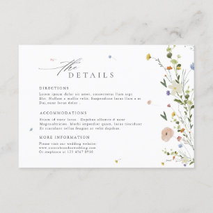 Colorful Spring Wildflower Meadow  Wedding Details Enclosure Card