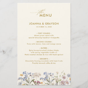 Colorful Spring Wildflower Meadow Wedding Menu