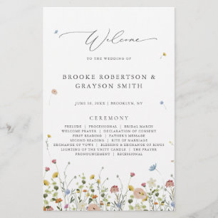 Colorful Spring Wildflower Meadow  Wedding Program
