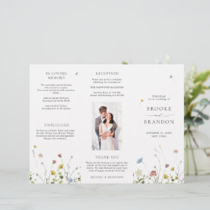 Colorful Spring Wildflower Meadow Wedding Program