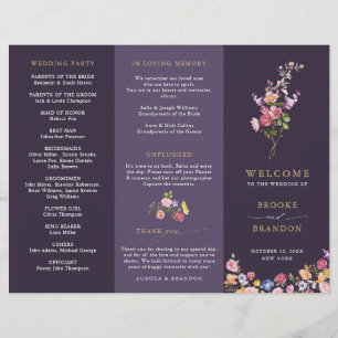 Colorful Spring Wildflower Meadow  Wedding Program