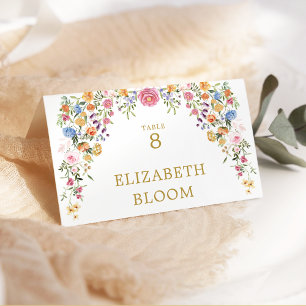 Colorful Spring Wildflower Wedding Seating Table Number