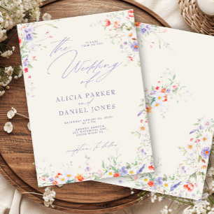 Colorful spring wildflowers wedding invitation