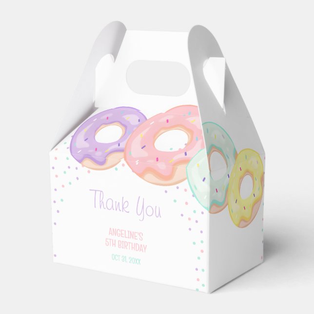 Colorful Sprinkle Donuts Kids Birthday Favor Favour Box (Back Side)