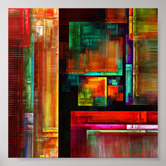 Colorful Squares Modern Abstract Art Pattern #04 Poster (Front)