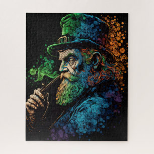 Colorful St Patrick's Leprechaun with Pipe Jigsaw Puzzle