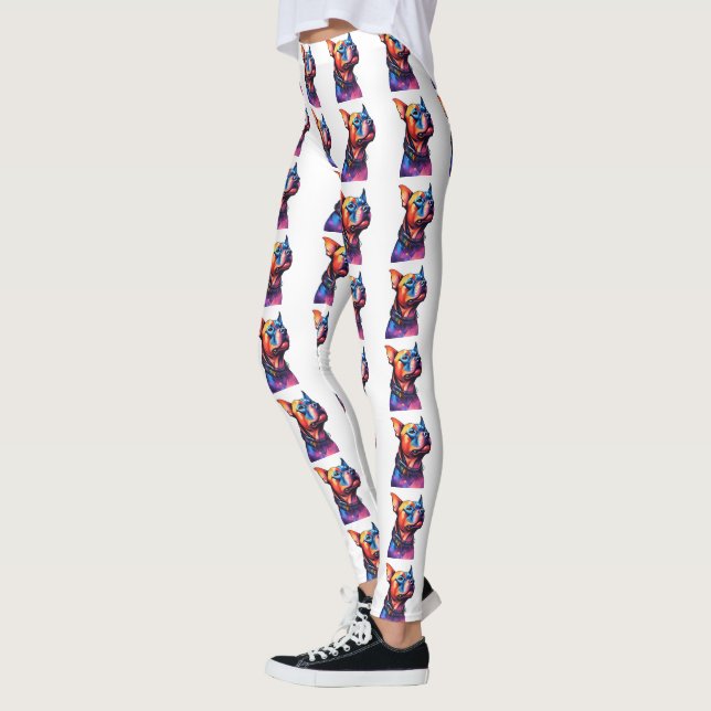 Colorful Staffordshire Bull Terrier Pop Art, Leggings (Left)