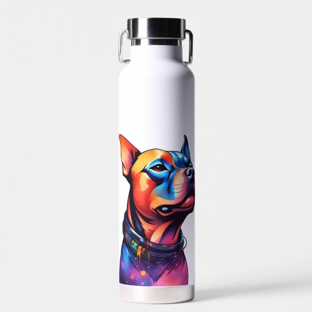 Colorful Staffordshire Bull Terrier Pop Art, Water Bottle (Front)