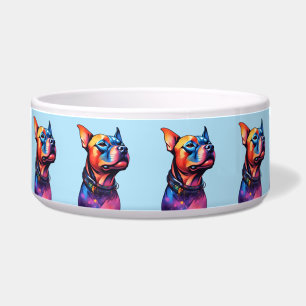 Colorful Staffy Bull Terrier Cyberpunk Design,