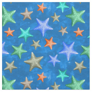 Colorful Stafish Summer Beach Nautical Coastal Fabric