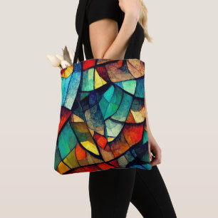 Colorful Stained Glass Abstraction Tote Bag