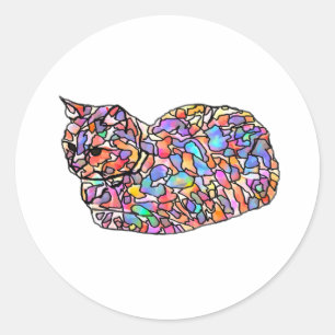 Colorful Stained Glass Cat Sticker