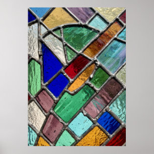 Colorful Stained Glass Mosaic Pattern Art Poster