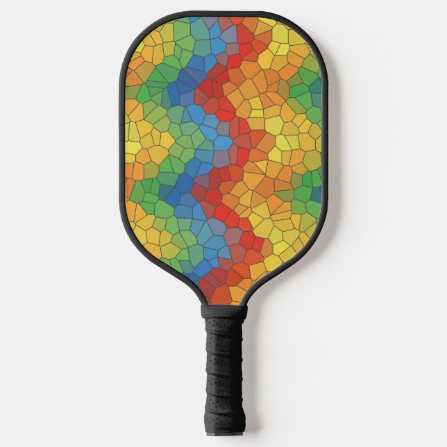 Colorful Stained Glass Stripes Pickleball Paddle (Front)