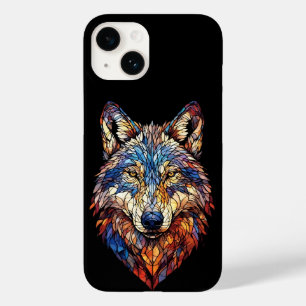 Colorful Stained Glass Wolf Head Case-Mate iPhone 14 Case