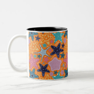 Colorful Star fishes Two-Tone Coffee Mug