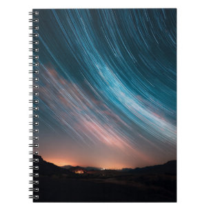 Colorful Star Trails Over Twilight Hills Notebook