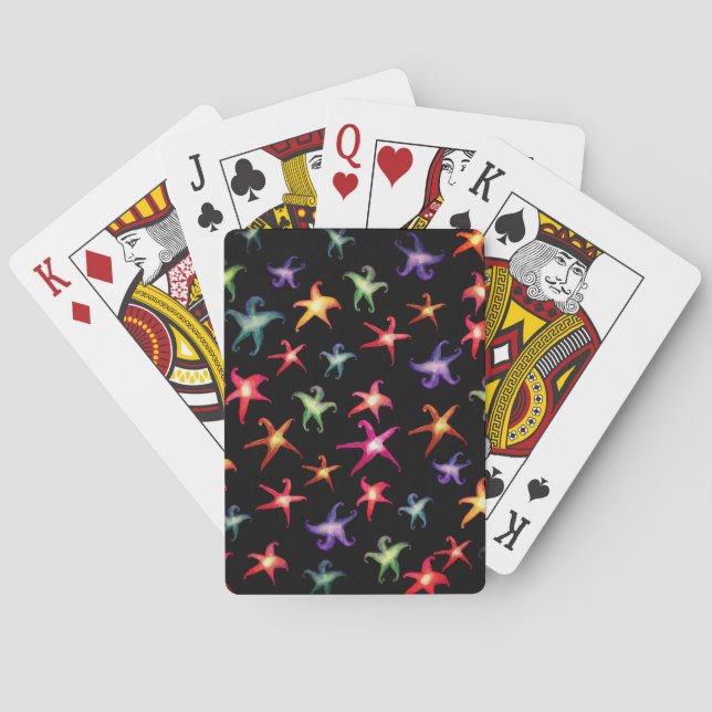 Colorful Starfishes, Sea stars Playing Cards (Back)