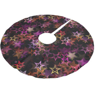 Colorful Stars Dance Whimsically Brushed Polyester Tree Skirt
