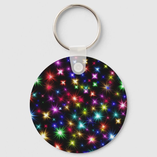 Colorful Stars Fireworks Design-27317 Key Ring (Front)