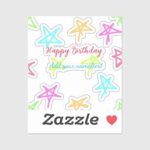 Colorful stars happy birthday add name text simple