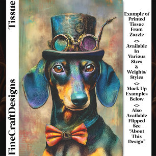Colorful Steampunk Dog In Bow Tie DK7R Decoupage Tissue Paper
