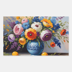 Colorful still life floral bouquet rectangular sticker