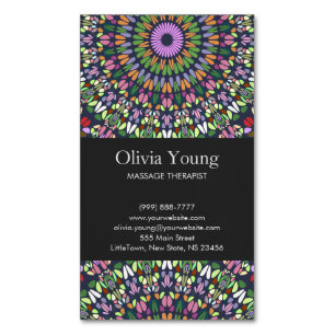 Colorful Stone Mandala Magnetic Business Card