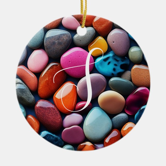 Colorful Stones Ceramic Tree Decoration (Front)