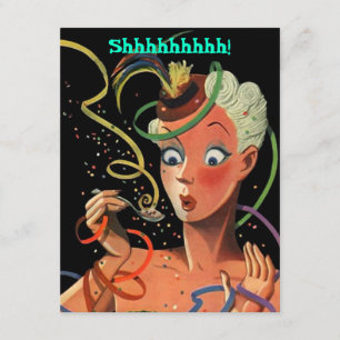 COLORFUL STREAMERS SURPRISE PARTY GIRL INVITATION