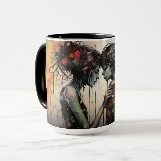 Colorful Street Art Mug - Urban Heartbeat (Front Left)